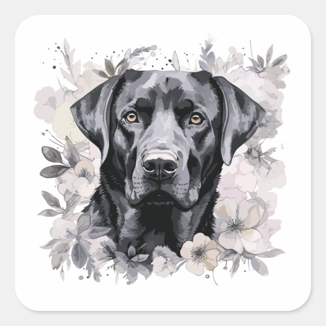 Black Labrador Dog Stickers (Front)