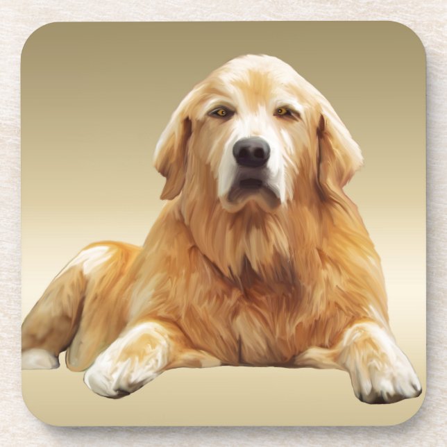 Black Labrador Dog Water Colour Art Painting Coaster (Front)