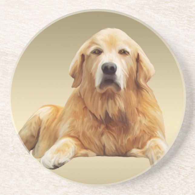 Black Labrador Dog Water Colour Art Painting Coaster (Front)