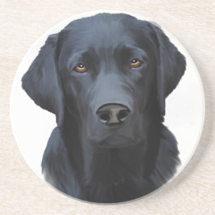 Black Labrador Dog Water Colour Art Painting Coaster