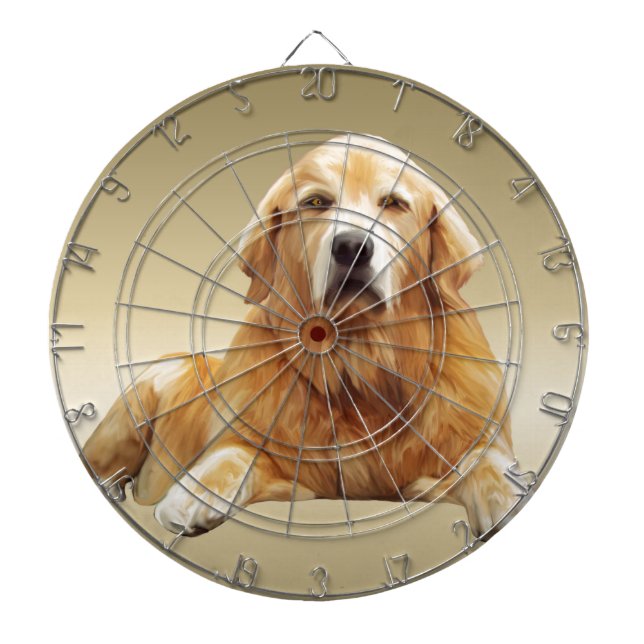 Black Labrador Dog Water Colour Art Painting Dartboard (Front)