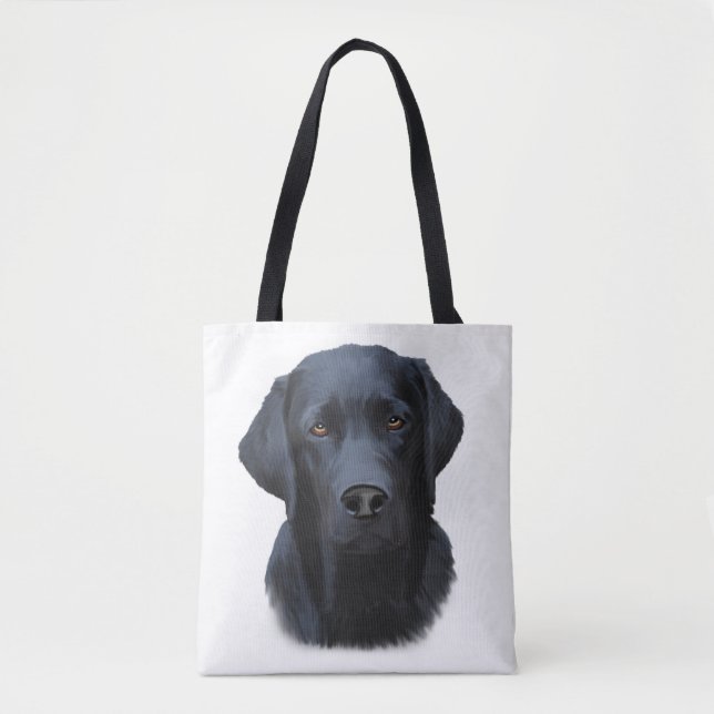 Black Labrador Dog Water Colour Art Painting Tote Bag (Front)