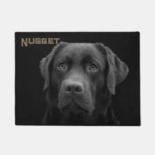 Black Labrador Dog with Name Doormat