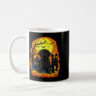 Black Labrador Dog With Pumpkins Funny Scary Coffee Mug