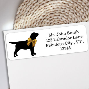 Black Labrador - Elegant Cute Dog Black Gold Return Address Label