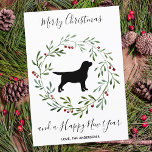 Black Labrador Elegant Dog Merry Christmas Holiday Card<br><div class="desc">Send christmas greetings this holiday season with this elegant Merry Christmas black labrador in a wreath design card, and matching decor . A wonderful gift to all Labrador Lovers. Personalise with family name . This black labrador christmas card will be a favourite among labrador lovers. Visit our collection for matching...</div>