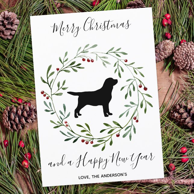 Black Labrador Elegant Dog Merry Christmas Holiday Card (Creator Uploaded)