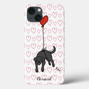 Black Labrador Floral Heart  iPhone 13 Case