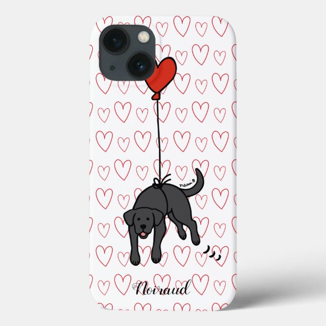 Black Labrador Floral Heart  Case-Mate iPhone Case (Back)
