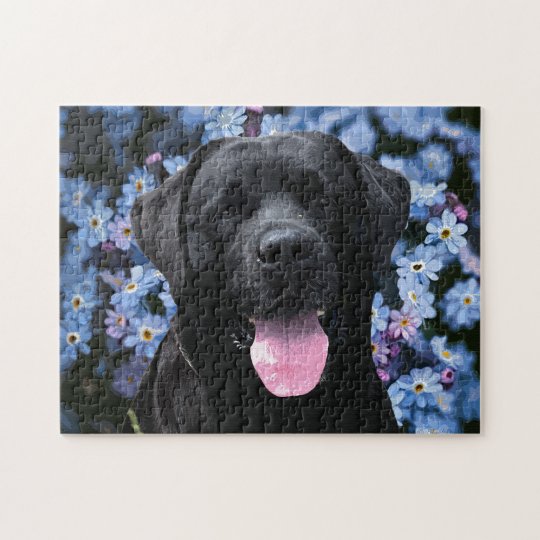 Black Labrador - Forget Me Not Jigsaw Puzzle