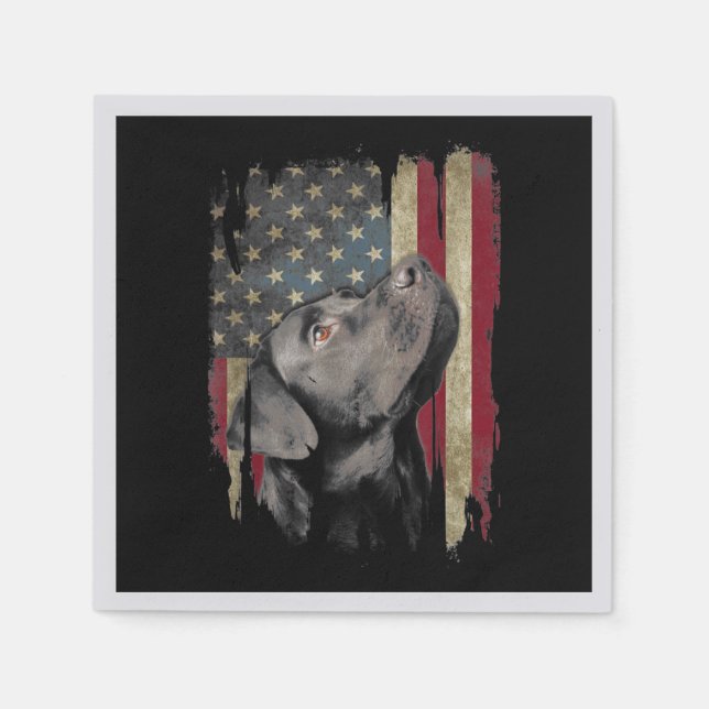Black Labrador Gift USA Flag Lab Owner Duck Hunter Napkin (Front)