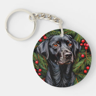 🐾 Black Labrador Glow ❄️ Dog Portrait Pet Lover Key Ring