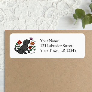 Black Labrador & Green Return Address Label