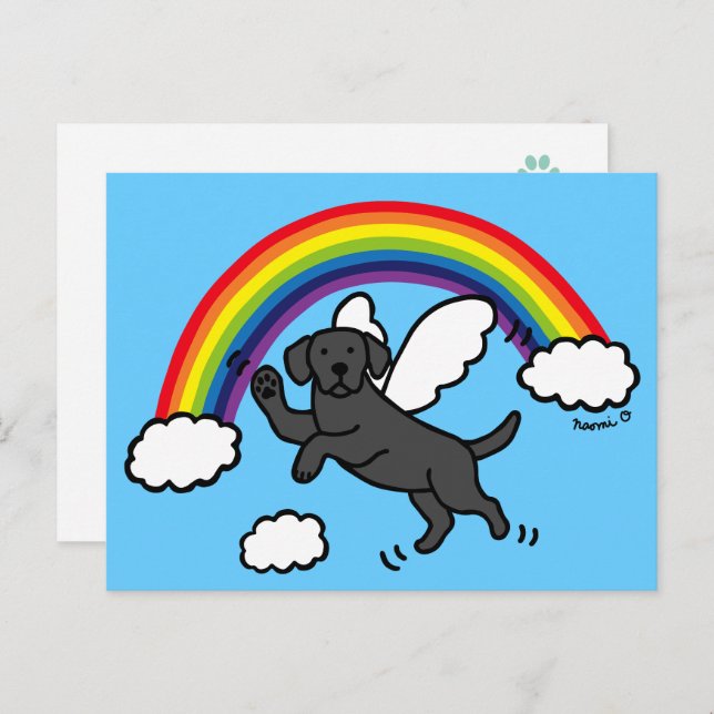 Black Labrador Guardian Angel (Rainbow Bridge) Postcard (Front/Back)