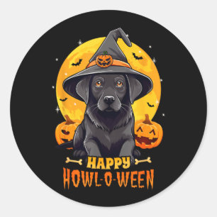 Black Labrador Halloween Dog Howl O Ween Funny Pet Classic Round Sticker