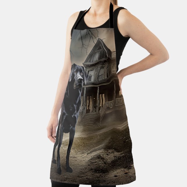 Black Labrador Halloween Scary Apron (Insitu)
