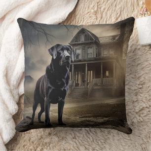 Black Labrador Halloween Scary Cushion