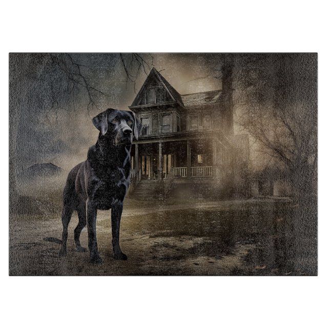Black Labrador Halloween Scary Cutting Board (Front)