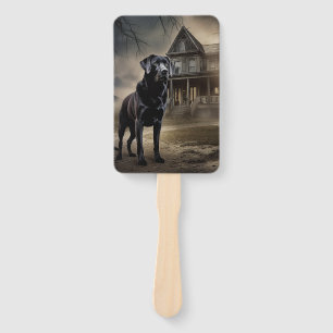 Black Labrador Halloween Scary Hand Fan
