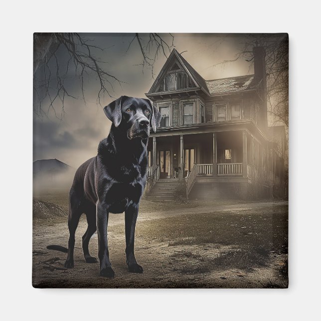 Black Labrador Halloween Scary Magnet (Front)