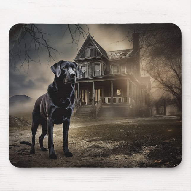 Black Labrador Halloween Scary Mouse Pad (Front)