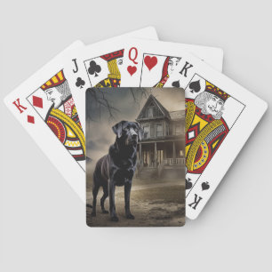 Black Labrador Halloween Scary Playing Cards