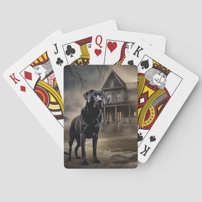 Black Labrador Halloween Scary Playing Cards (Back)