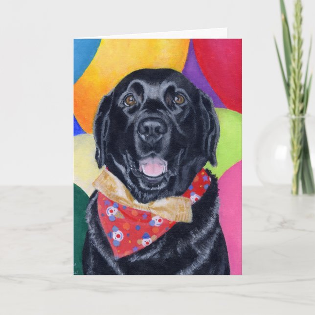 Black Labrador Happy Birthay Painting Card (Front)