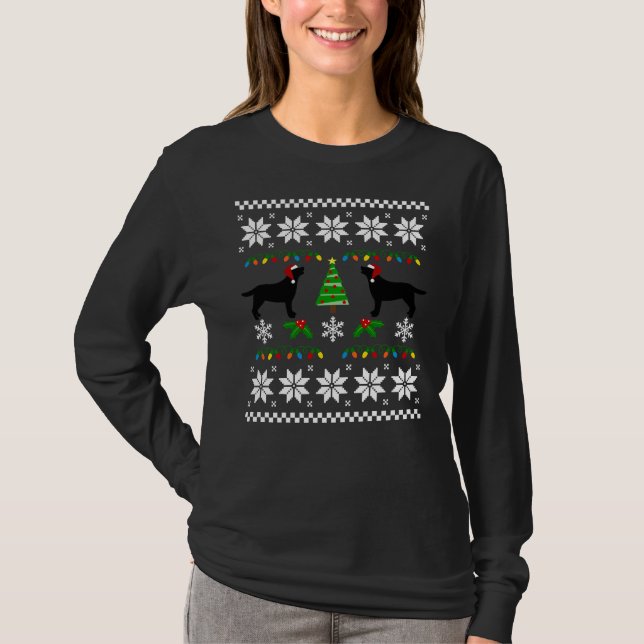 Black Labrador Happy Christmas Sweater Pattern (Front)