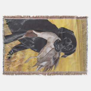 Black Labrador Hunting Dog Throw Blanket