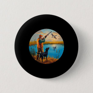 Black Labrador Hunting Lab. Hunting Goose Waterfow 6 Cm Round Badge
