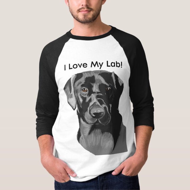 Black Labrador" I Love My Lab" T-Shirt (Front)