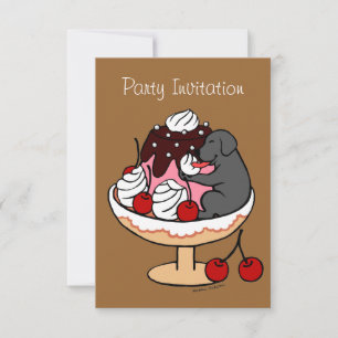 Black Labrador & Ice Cream Sundae Invitation