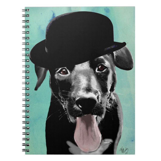 Black Labrador in Bowler Hat Notebook (Front)