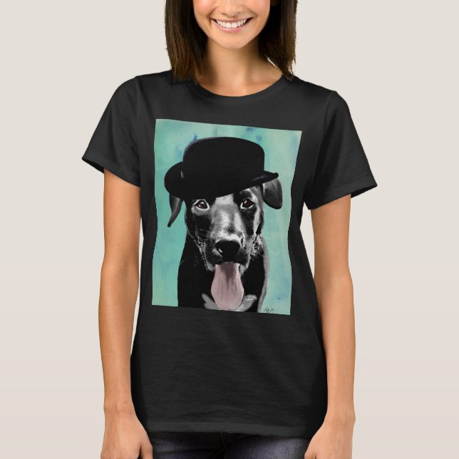 Black Labrador in Bowler Hat T-Shirt (Front)