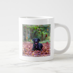 Black Labrador In Fall Leaves Large Coffee Mug