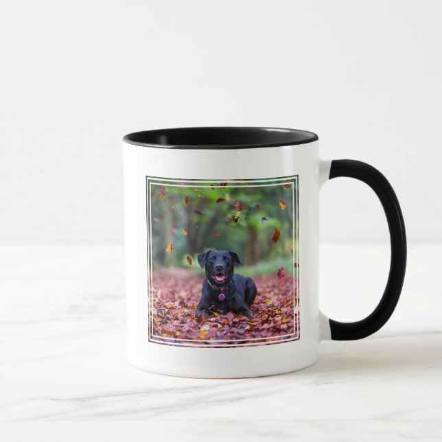 Black Labrador In Fall Leaves Mug (Right)