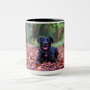 Black Labrador In Fall Leaves Mug
