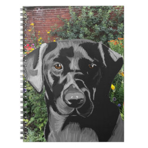 Black Labrador in Garden Notebook