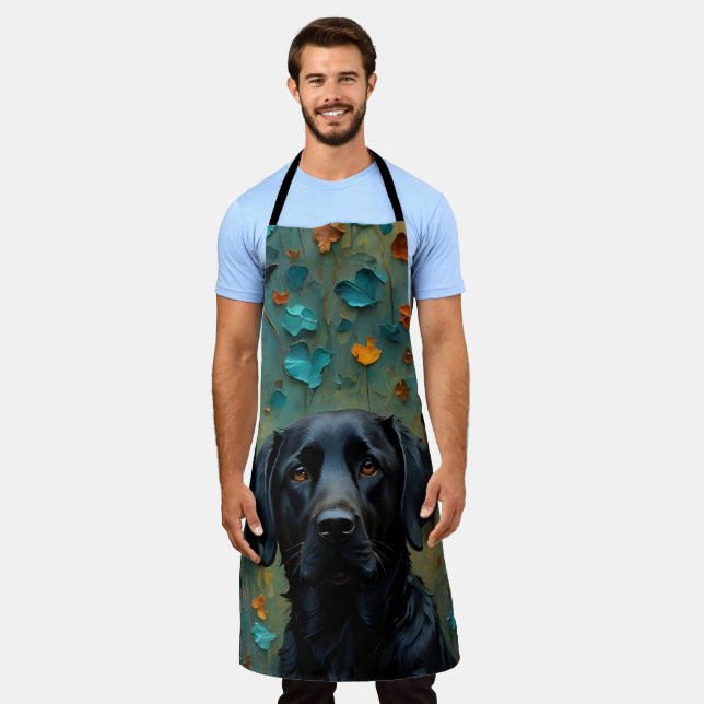 Black Labrador in Leaves Apron (Worn)