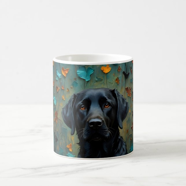 Black Labrador in Leaves Coffee Mug (Center)