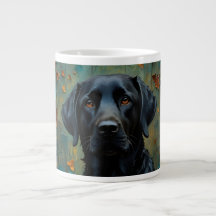 Black Labrador in Leaves