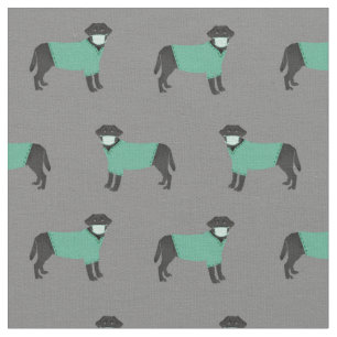 Black Labrador in scrubs grey Fabric