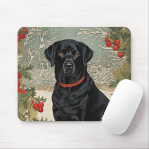 Black Labrador in Winter Mouse Pad