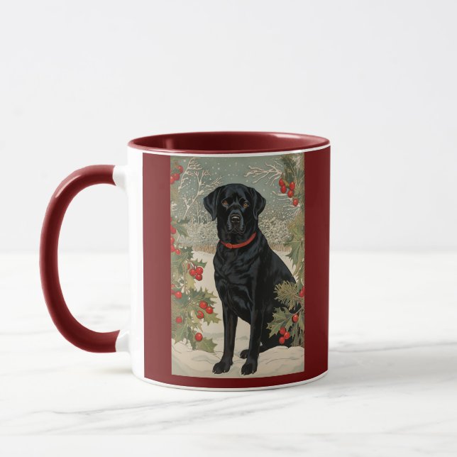 Black Labrador in Winter Mug (Left)