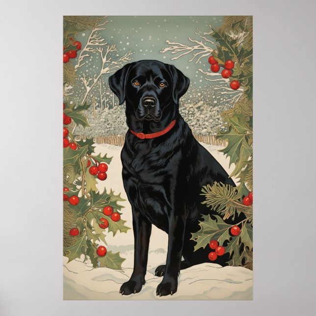 Black Labrador in Winter Poster (Front)