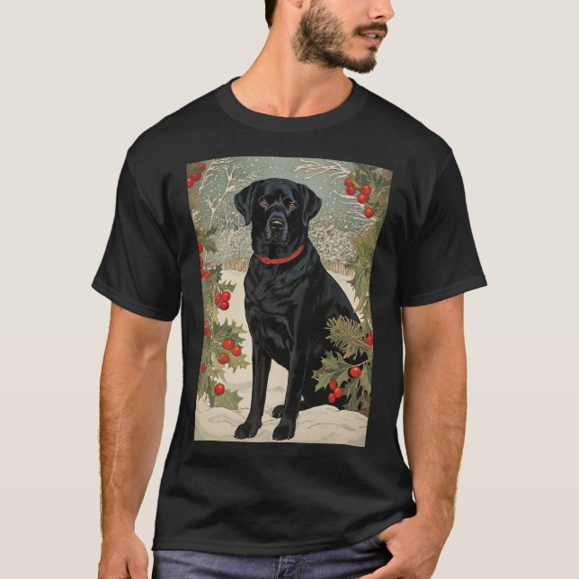 Black Labrador in Winter T-Shirt (Front)