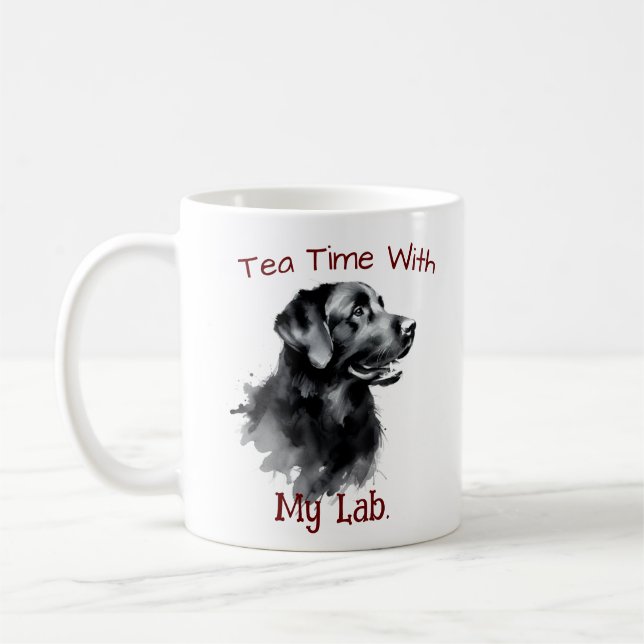 Black Labrador Keepsake Personalise Coffee Mug (Left)