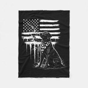 Black Labrador Lab American Flag Artwork Fleece Blanket