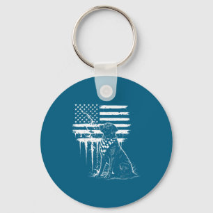 Black Labrador Lab American Flag Key Ring